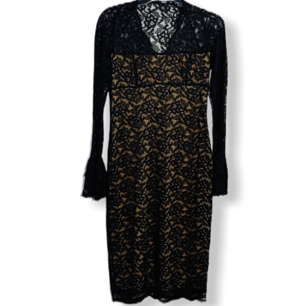 Laundry Lace Long Bell Sleeve Fully Lined Dress